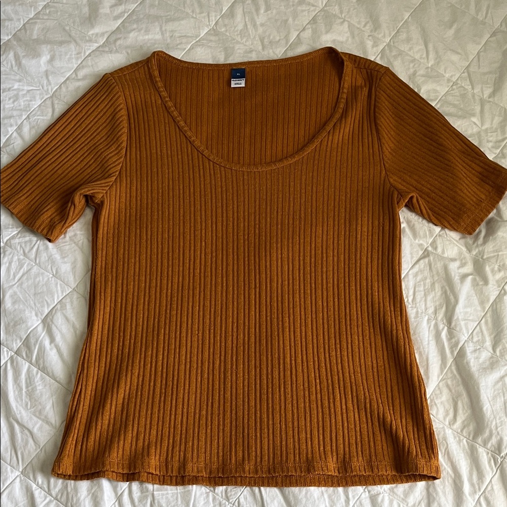 Old Navy Mustard Yellow Ribbed Scoop Neck Top